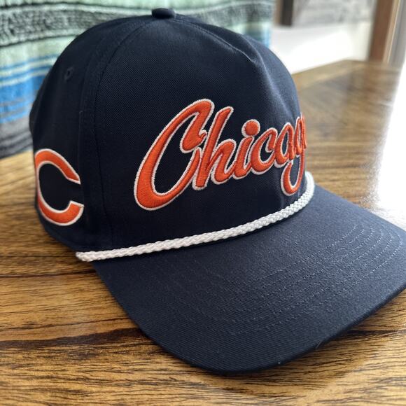 Chicago Bears Hat '47 Brand OSFA SnapBack Script Rope Brim Golfer Navy Orange - Picture 3 of 6